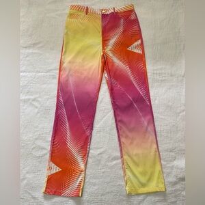 Finesse Women’s XL Straight Leg Pants Ombre Yellow Pink  High Rise